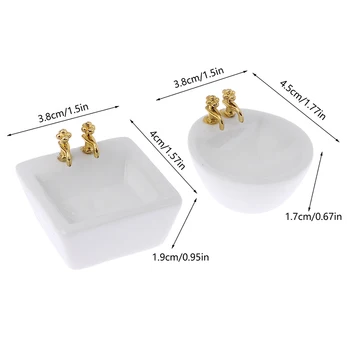 1: 12 Evcilik Minyatür Seramik lavabo Kare Oval Banyo Lavabo Modeli Ev Mobilya Modeli Dekor Oyuncak Simülasyon Aksesuarı
