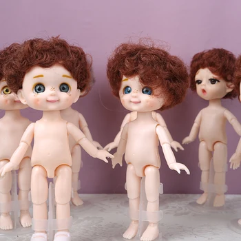 1/12 Mini bebek sevimli yüz 16cm Bjd Kısa Çocuk Saç Uyku Domuz Çıplak Vücut Giyinmek Moda Bebekler Kızlar için Hediye DIY Oyuncaklar