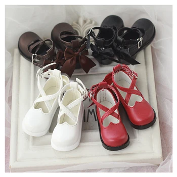 1/4 BJD ayakkabı 6.2 cm bebek ayakkabıları için bowknots ile 1/4 BJD ayakkabı MDD bebek aksesuarları 4 renk çapraz tarzı bebek ayakkabıları