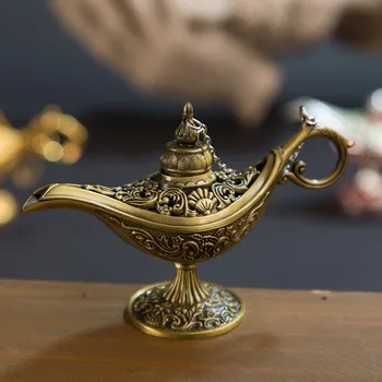 1 ADET Aladdin Lamba Geleneksel Oymak Peri Masalı Sihirli Aladdin Dileğiyle Lamba demlik Vintage Retro Ev Dekorasyon Aksesuarları