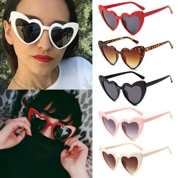 1 adet Retro Şeklinde güneş Gözlüğü Kadın için Moda Aşk Kalp güneş Gözlüğü UV400 Koruma Kalp Gözlük Gözlüğü Aşk 