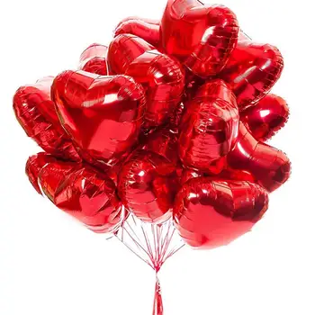 10 adet 18 İnç Kırmızı Kalp Şekli Alüminyum Folyo Mylar Balonlar sevgililer Günü Doğum Günü Partisi Düğün Süslemeleri