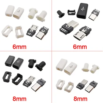 10 Adet / grup mikro USB Kaynak Tipi 5PİN Erkek Fiş Konnektörleri USB Kuyruk Şarj Soketi 4 in 1 DIY Veri Kablosu Arayüzü Aksesuarları