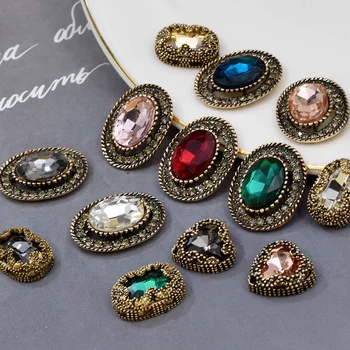 10 Adet / grup Retro Rhinestone Düğmeler Köpüklü Kristal Tokalar Dekorasyon Giyim Dikiş Dekor Zanaat Düğmeleri DIY Aksesuarları