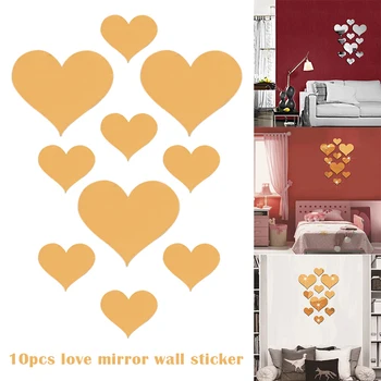 10 Adet Kalp Duvar Sticker Moda Çıkartmaları Çıkartması Oturma Odası Ev Dekor DIY Yaratıcı Modern Arka Plan Duvar Dekorasyonu