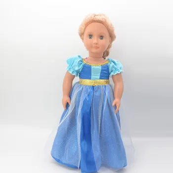 18 inç 45cm Oyuncak oyuncak bebek giysileri Moda Mavi prenses elbise amerikan oyuncak bebek Aksesuarları Kız hediye