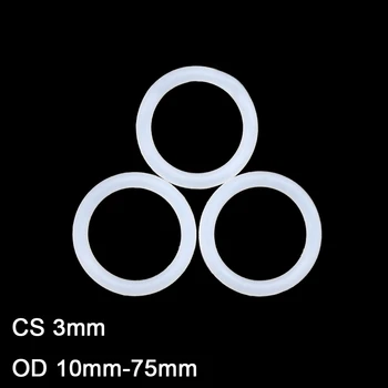 20/50/100 adet Silikon O Ring Sızdırmazlık Contası CS 3mm OD 10mm-75mm Beyaz Gıda Sınıfı Su Geçirmez Conta Yıkayıcı Kauçuk O-ring