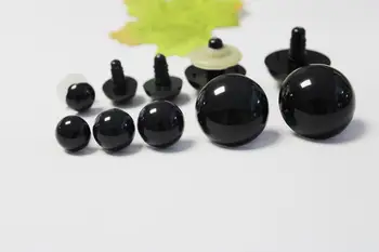 20 adet / grup 4.5 mm ila 50mm yüksek kaliteli parlak tam siyah yuvarlak oyuncak gözler arka yıkayıcı ile-boyut seçeneği