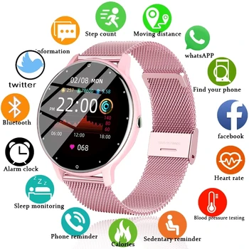 2021 Yeni Kadın akıllı saat Gerçek zamanlı Hava Durumu Aktivite İzci Kalp Hızı Spor Bayanlar akıllı saat Erkekler İçin Android IOS