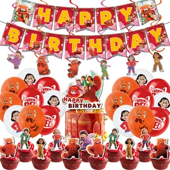 2022 Dönüm Kırmızı Doğum Günü Partisi Dekorasyon Kek Dekor Afiş Balon Seti Dönüm Kırmızı Kız Bebek duş dekorasyonu doğum günü hediyesi