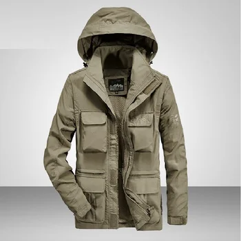 2022 Moda erkek ceket ceket kapşonlu dış giyim uzun kollu fermuar Bombacı Ceket çok cepler rahat kıyafet sonbahar Rüzgarlık