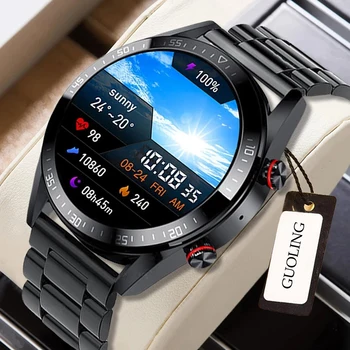 2022 Yeni 454 * 454 Ekran akıllı saat Her Zaman Ekran Zaman Bluetooth Çağrı Yerel Müzik Smartwatch Mens Android TWS Kulaklık
