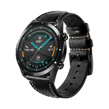 22mm Deri saat kayışı İçin Huawei izle GT3 GT2 GT2e 46mm Bant Samsung Galaxy İzle 3 45mm 46mm Deri Yedek Watchband