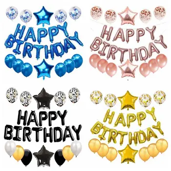 25 adet/takım Mutlu Doğum Günü Balonlar Set Folyo Mektup Balon Çelenk Doğum Günü Partisi Dekorasyon