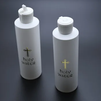 250Ml Doldurulabilir Kutsal Su Şişesi Altın Çapraz Plastik Kutsal su deposu vidalı kapaklı Hıristiyan Paskalya Parti Kilise Malzemeleri
