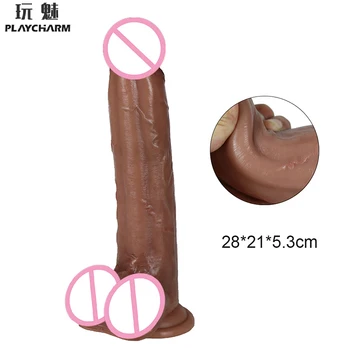 28cm Cilt Duygu Gerçekçi Yapay Penis Yumuşak Malzeme Büyük Büyük Penis Vantuz İle Kadınlar İçin Seks Oyuncakları Strapon Kadın Mastürbasyon