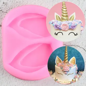 3D Unicorn Kulak Silikon Kalıpları Bebek Doğum Günü Kek Topper Fondan Kek Dekorasyon Araçları Şeker Kil Çikolata Gumpaste Kalıpları