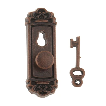 4 Adet 1/12 Dollhouse Minyatür Vintage Kapı anahtarlı kilitler Çocuklar DIY Aksesuarları