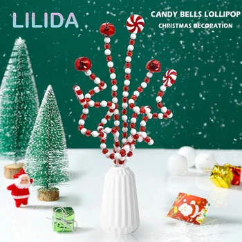 4 adet Bells baston şeker Lolipop Noel Dekorasyon Kolye Ağacı Noel Süsler Ev Dekor Noel Hediyeler Navidad Yeni Yıl Partisi