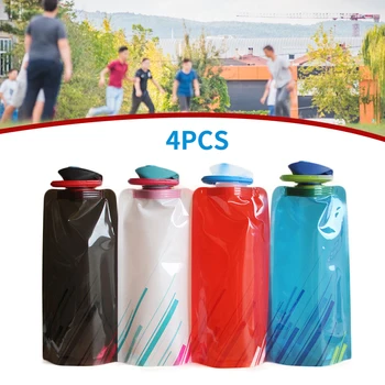 4 ADET Katlanabilir Koşu Açık Hava etkinlikleri Su Şişesi 700ml Taşınabilir Su Torbası Katlanabilir su ısıtıcısı bisiklet Plastik Su bardağı