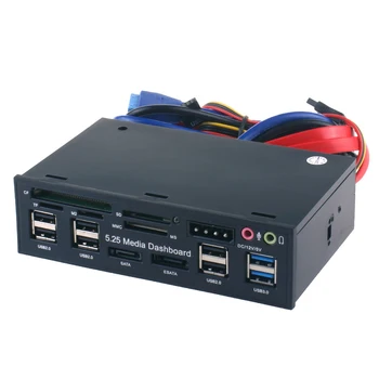 5.25 inç PC Medya Pano kart okuyucu Dahili USB 3.0 Aksesuarları ESATA Optik Sürücü Ön Panel Çok Fonksiyonlu Hub Hepsi 1