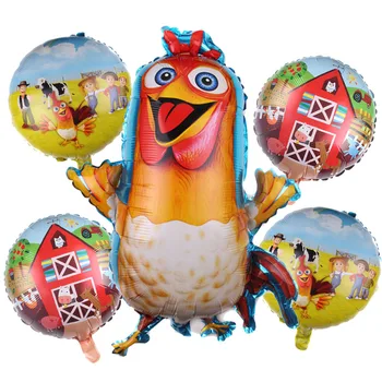 5 adet Tavuk Balon Süt Çiftliği Civciv Traktör Folyo Balonlar Mutlu Doğum Günü Partisi Hayvan Pet Rüya Mera La Granja Zenon Parti