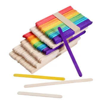50 adet / 10 adet tahta çubuklar Doğal / Renkli Çubuklar Popsicle Dondurma Çubukları DIY Zanaat El Yapımı Eğitim Araçları 150mm-200mm