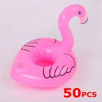 50 Adet şişme yüzme simidi Yüzen Flamingo Bardak Tutucu Havuzu İçecek Tutucular su oyuncakları Bebek Yüzme Havuzu Oyuncaklar