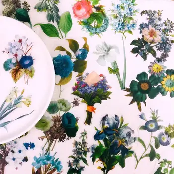60 ADET Vintage Romantik Çiçek Sülfürik Asit Kağıt Sticker DIY Karalama Defteri Taban Kolaj Günlüğü Mutlu Planlayıcısı Hediye Mühür Dekorasyon