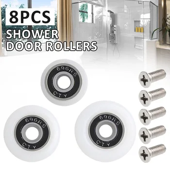 8 adet duş kapısı Silindirleri Dayanıklı paslanmaz çelik makara Banyo Sürgülü Kapılar Aksesuarları 19mm/23mm / 25mm