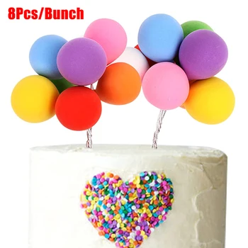 8 Adet / paket Kil Topu Kek Topper Renkli Top Cupcake Tatlı Dekorasyon Düğün Noel Doğum Günü Bebek Duş Parti Malzemeleri