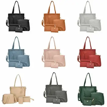 9 Renkler Dropshipping 4 ADET çanta seti Bayanlar PU deri omuz çantası Dört Parçalı Resim Anne Çantası basit omuz çantası Çanta