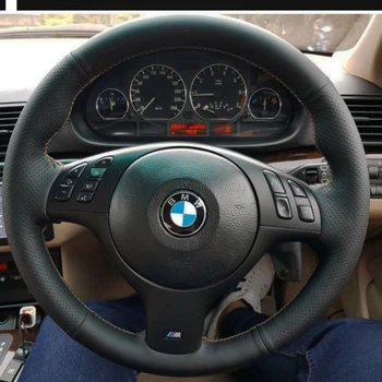 Araba direksiyon kılıfı kaymaz Suni deri BMW M Spor E46 330i 330Ci E39 540i 525i 530i M3 E46 Araba Aksesuarları