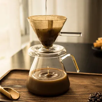 Basit cezve Filtre ile Yüksek Sıcaklığa Dayanıklı Cam Anti-Haşlanma kahve Damlatıcı Kahve Makinesi Kahve Brewer
