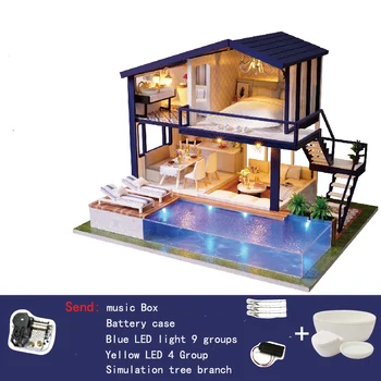 Bebek Evi Minyatür Dollhouse Mobilyaları Ile Ahşap Miniaturas Oyuncaklar Çocuk Doğum Günü noel hediyesi Için Zaman Daire A-066
