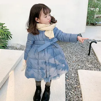 Bebek Kız Ceket Kış Uzun Pamuk Yastıklı Parka Elbise Toddler Tırmanmak Kapşonlu uzun kaban Kız Dış Giyim Toddler Kız Giysileri