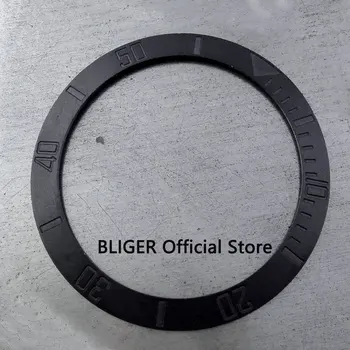 BLIGER Eğim 38mm * 30.6 mm Fırçalanmış Siyah Seramik çerçeve takımı fit 40mm Otomatik İzle erkek saati