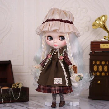 BUZLU DBS Blyth doll etek 1/6 bjd rahat şapka çiçek sepet seti oyuncak Anime kız