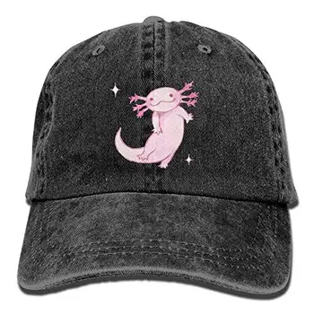 Cadılar bayramı Axolotl Komik beyzbol şapkası Erkek Kadın Ayarlanabilir Düz baba şapkası Düşük Profil Katı yuvarlak şapka Siyah Kap Kadınlar için