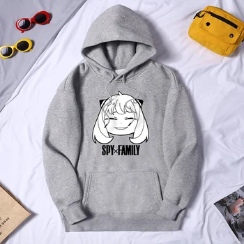 Casus X Aile Anya Kendini Beğenmiş Manga Hoodie Erkek Çizgi Film Anime Baskı Hoody Sokak Hip Hop Stylesweatshirt Rahat Mürettebat Boyun Elbise