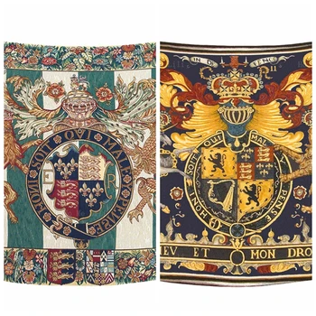 Crest Arması İngiltere Kraliyet Ortaçağ Haçlı Aslan Kalkanı Zırh Millefleurs Hanedan Cihazlar Goblen Tarafından Ho Me Lili