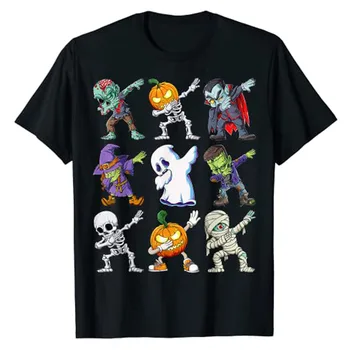 Dabbing Cadılar Bayramı Erkek İskelet Zombi Korkunç Kabak Mumya Gotik T-Shirt Grafik T Shirt