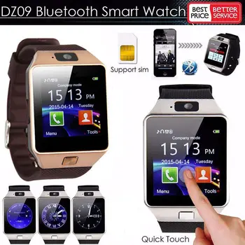 Dijital dokunmatik ekranlı akıllı saat DZ09 Bilezik Kamera Bluetooth Kol Saati SIM Kart Smartwatch Ios Android Telefonlar Destek Çağrı