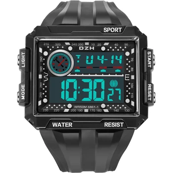 Dijital saat Erkekler SYNOKE Marka Sağlam kare İzle 50 M su geçirmez ışık Zamanlayıcı çok fonksiyonlu saatler reloj deportivo hombre