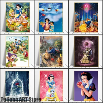 Disney Anime duvar sanatı tuval yağlıboya Karikatür Kar Beyaz Külkedisi Prenses Posterler ve Baskılar Resimleri Oturma Odası Dekorasyon