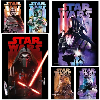 Disney Klasik Film Yıldız Savaşları Posteri HD Tuval Boyama Ustası Darth Vader Yoda Duvar Sanatı Ev Dekorasyon noel hediyesi Cuadros