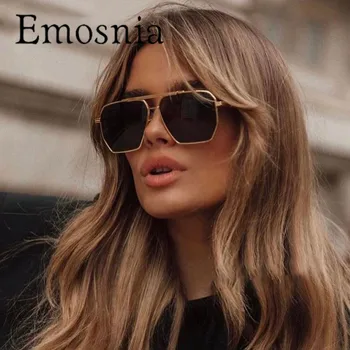Emosnia Polarize Güneş Gözlüğü Kadın Erkek Klasik Marka Büyük Boy Kare Moda güneş gözlüğü Kadın 2022 Yüksek Kaliteli Metal UV400