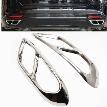 Ford Mondeo / Fusion Sedan 2013-2019 için Araba Arka Çift Egzoz Susturucu Uç Borusu Sticker Kapak Trim Paslanmaz Çelik Krom siyah