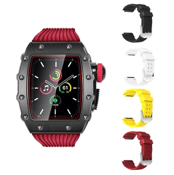 Galaone Lüks Modifikasyon Kiti Mod Alaşım İzle Vaka Ve Silikon Kayış Apple Watch4 5 6 7 Moda 40 41 44 45mm Kapak