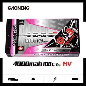 Gaoneng GNB 4000 mAh 2 S 7.6 V 100C / 200C düşük profil Hard Case Süper SHORTY HV LiPo Pil paketi 4.0 mm Dekanlar Fiş için RC Araba RC Tekne